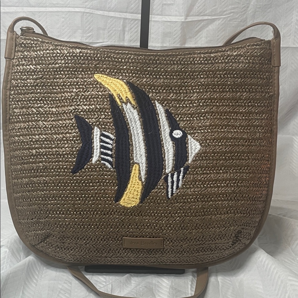 Vera Bradley Tan Woven Bag with Fish Embroidery